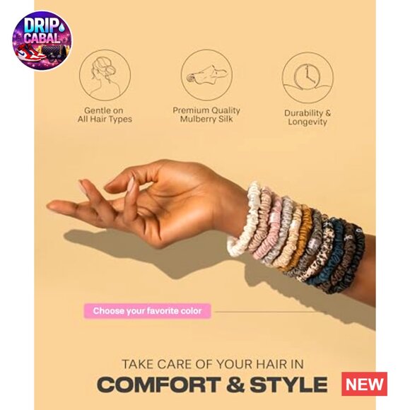 Luxurious Mulberry Silk Scrunchies No-Slip Hair Ties Gentle Hold Ponytails Sleep main image 4